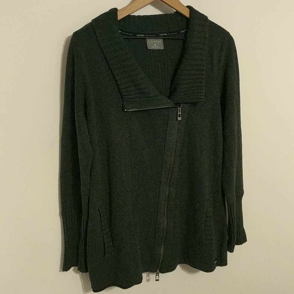 Calvin Klein Zip Up Sweater - XL *
